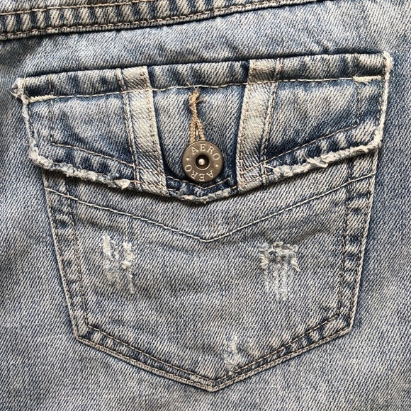 Vintage Aeropostale distressed denim faded mini jean skirt Jr size 3/4 - Picture 6 of 8